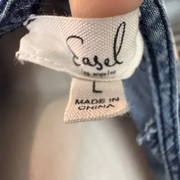 Canvas Washed Denim Ruffle Open Cardigan Size L boho western - Picture 5 of 8